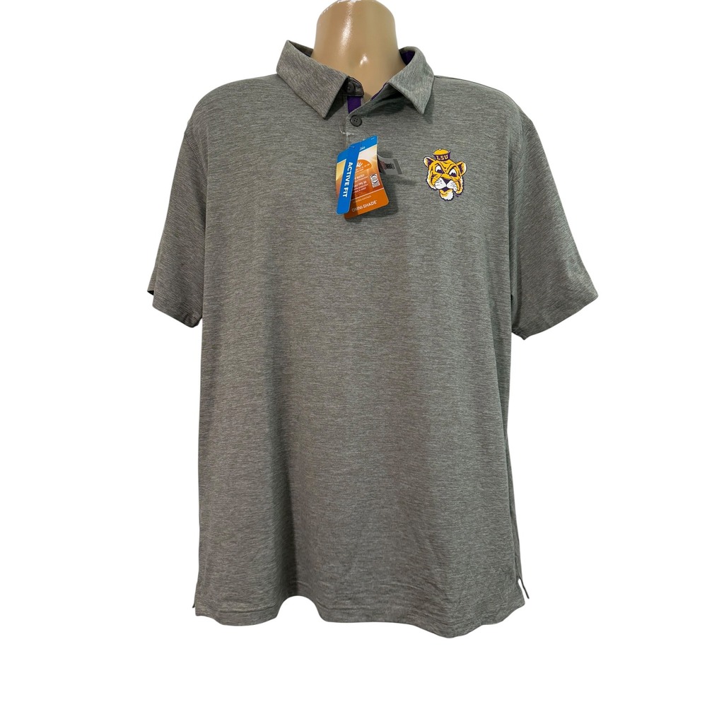 Columbia LSU Tigers Tech Trail Polo Shirt Mens XL Gray College Vault AO2986-032